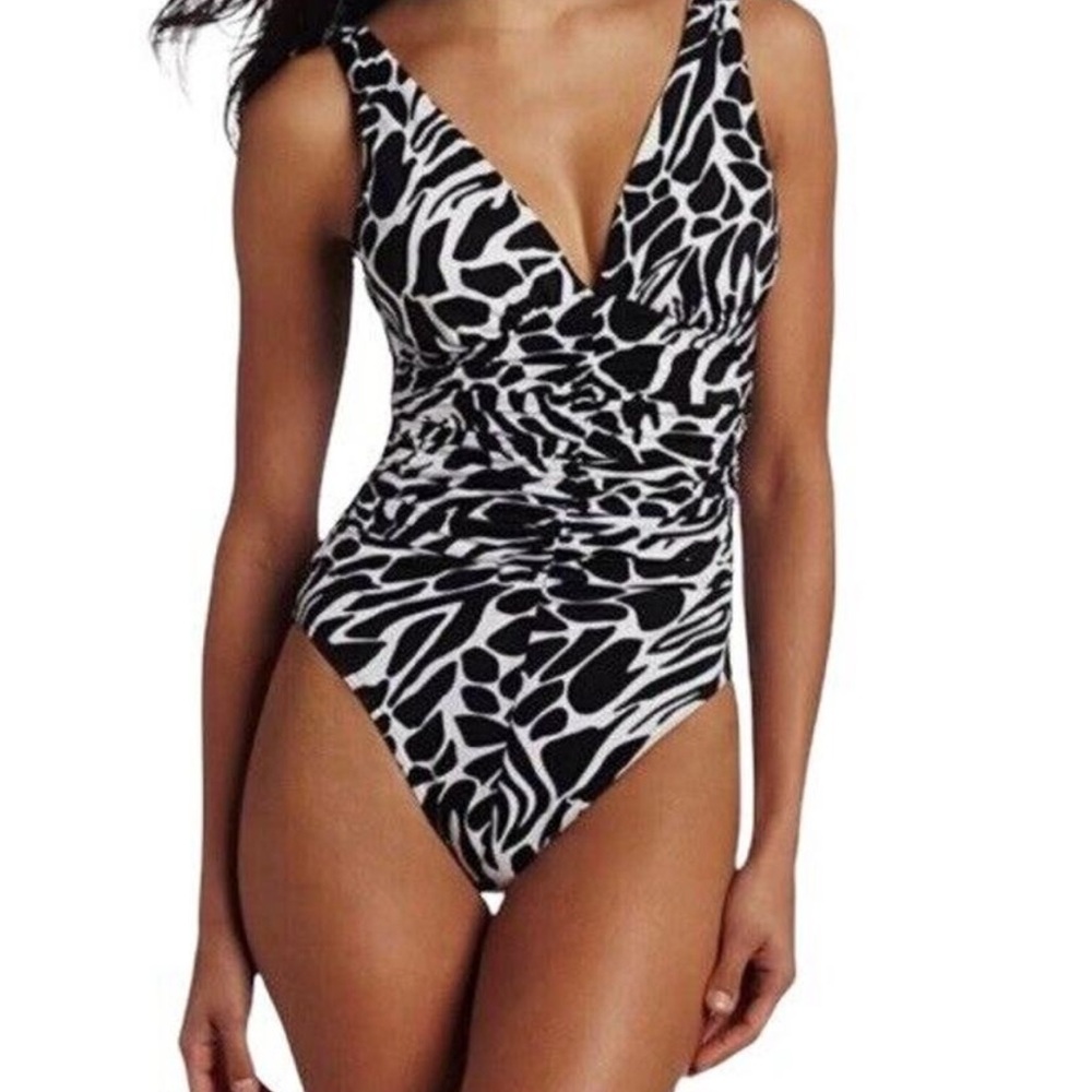 Miraclesuit Swimwear Sonatina Ruched Shirred One Piece Giraffe Print swimsuit 12 - Picture 1 of 10